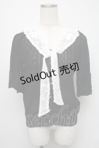 axes femme / レース付け襟ニットカーディガン  黒 S-25-05-16-030-AX-TO-HR-ZS