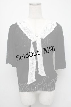 画像1: axes femme / レース付け襟ニットカーディガン  黒 S-25-05-16-030-AX-TO-HR-ZS