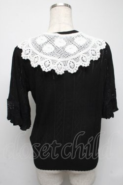 画像2: axes femme / レース付け襟ニットカーディガン  黒 S-25-05-16-030-AX-TO-HR-ZS
