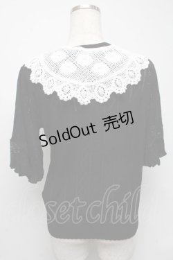 画像2: axes femme / レース付け襟ニットカーディガン  黒 S-25-05-16-030-AX-TO-HR-ZS