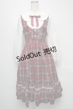 画像1: axes femme POETIQUE / チェックフリルレディワンピース  赤 S-25-05-16-040-AX-OP-AS-ZS