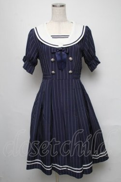 画像1: axes femme POETIQUE / ストライプセーラーワンピース  紺 S-25-05-16-041-AX-OP-AS-ZS