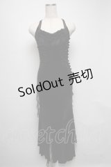 alice auaa / 後ろ下がり別珍ノースリーブワンピース  黒 S-25-05-16-042-AA-OP-AS-ZS