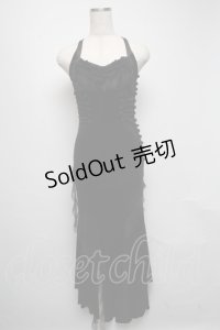 alice auaa / 後ろ下がり別珍ノースリーブワンピース  黒 S-25-05-16-042-AA-OP-AS-ZS