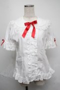 Angelic Pretty / ハートレース半袖ブラウス  シロ×アカ S-25-05-19-002-AP-BL-SZ-ZS