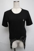 PUNK / デザイン半袖カットソー  黒 S-25-05-19-044-PU-TO-AS-ZS