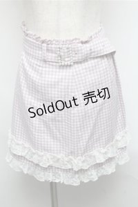 Ank Rouge / ベルト付きギンガムスカート  白ｘラベンダー S-25-05-20-040-CA-PA-HR-ZS
