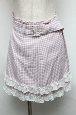 画像1: Ank Rouge / ベルト付きギンガムスカート  白ｘラベンダー S-25-05-20-040-CA-PA-HR-ZS