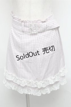 画像1: Ank Rouge / ベルト付きギンガムスカート  白ｘラベンダー S-25-05-20-040-CA-PA-HR-ZS