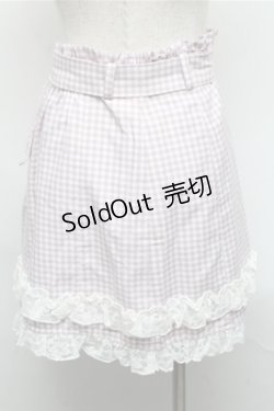 画像2: Ank Rouge / ベルト付きギンガムスカート  白ｘラベンダー S-25-05-20-040-CA-PA-HR-ZS