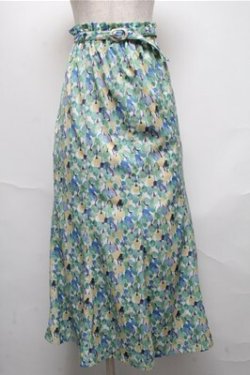 画像1: F&A / ペイントチューリップ柄マーメイドスカート  グリーン S-25-05-20-041-LO-SK-HR-ZS