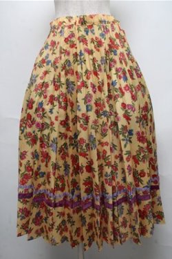画像1: Jane Marple Dans Le Salon / Flowers of Jouy double accordion skirt  イエロー S-25-05-20-042-JM-SK-HR-ZS