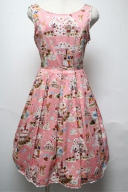 画像1: metamorphose / お菓子のお家リボン付ジャンパースカート  ピンク S-25-05-20-1007-ME-OP-AS-ZS