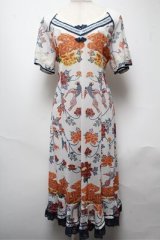 Ozz oneste / 鳳凰ｘ牡丹ptメッシュワンピース  白 S-25-05-20-1011-OO-OP-AS-ZS
