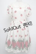 Leur Getter / ストロベリープリント袖付ワンピース  オフ S-25-05-20-1025-LU-OP-AS-ZS