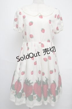 画像1: Leur Getter / ストロベリープリント袖付ワンピース  オフ S-25-05-20-1025-LU-OP-AS-ZS