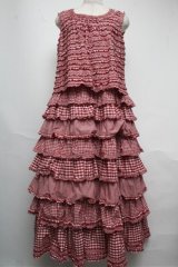 PINK HOUSE / ギンガムチェックパッチワークワンピース  赤 S-25-05-20-1031-LO-OP-HR-ZS