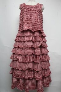 PINK HOUSE / ギンガムチェックパッチワークワンピース  赤 S-25-05-20-1031-LO-OP-HR-ZS