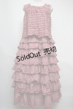 画像1: PINK HOUSE / ギンガムチェックパッチワークワンピース  赤 S-25-05-20-1031-LO-OP-HR-ZS