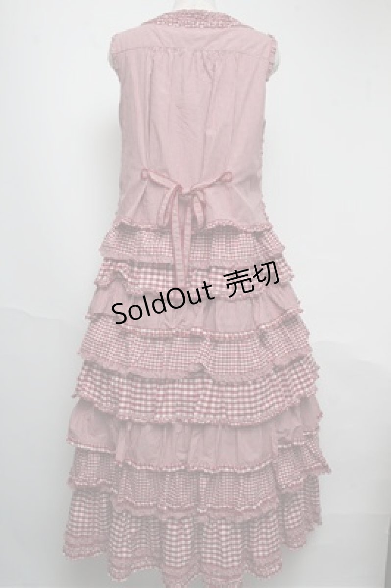 画像2: PINK HOUSE / ギンガムチェックパッチワークワンピース  赤 S-25-05-20-1031-LO-OP-HR-ZS (2)