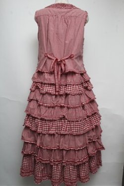画像2: PINK HOUSE / ギンガムチェックパッチワークワンピース  赤 S-25-05-20-1031-LO-OP-HR-ZS