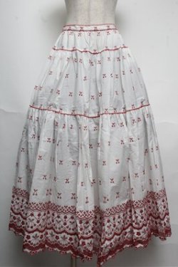 画像1: PINK HOUSE / さくらんぼ刺繍スカート   S-25-05-20-1039-LO-SK-AS-ZS
