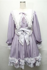 BABY,THE STARS SHINE BRIGHT / Little Kitten Luluna ストライプワンピース  ラベンダー S-25-05-20-020-BA-OP-HR-ZS
