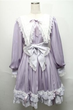 画像1: BABY,THE STARS SHINE BRIGHT / Little Kitten Luluna ストライプワンピース  ラベンダー S-25-05-20-020-BA-OP-HR-ZS