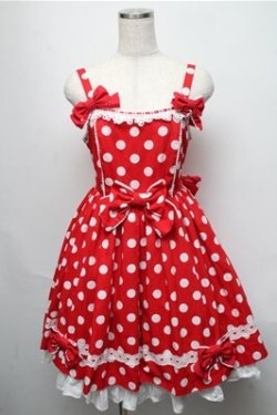 画像1: Angelic Pretty / ポルカドットジャンパースカート  赤 S-25-05-20-025-AP-OP-SZ-ZS