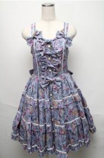画像1: metamorphose / ガーデニングくまちゃんティアードジャンパースカート  ブルー系 S-25-05-20-029-ME-OP-AS-ZS (1)