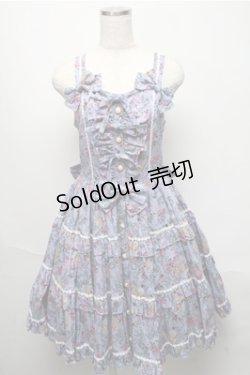 画像1: metamorphose / ガーデニングくまちゃんティアードジャンパースカート  ブルー系 S-25-05-20-029-ME-OP-AS-ZS