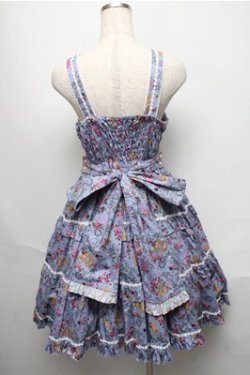 画像2: metamorphose / ガーデニングくまちゃんティアードジャンパースカート  ブルー系 S-25-05-20-029-ME-OP-AS-ZS