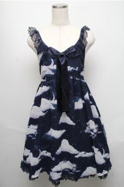 画像1: Angelic Pretty / Misty Skyジャンパースカート【2022再販】  紺 S-25-05-20-032-AP-OP-AS-ZS