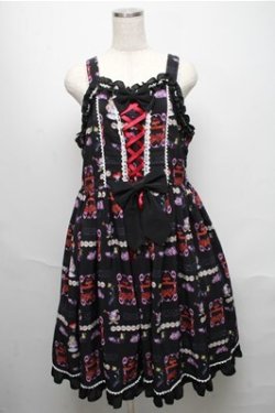 画像1: metamorphose / Disney Alice in Wonderlandジャンパースカートセット  黒 S-25-05-20-034-ME-OP-ET-ZS