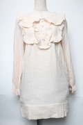 Katie / レースフリルヨークカットソーワンピース  ベージュ S-25-05-21-038-LO-OP-HR-ZS