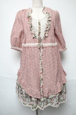 画像1: axes femme / カーディガン重ね着風ワンピース  ピンク S-25-05-21-041-AX-TO-HR-ZS