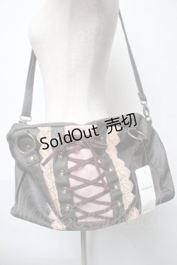 画像1: axes femme / レースUP合皮2wayボストン  ブラウンｘピンク S-25-05-21-006-AX-BG-HR-ZS