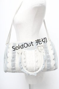 axes femme / 合皮配色フリルボストン  グレーｘサックス S-25-05-21-008-AX-BG-HR-ZS