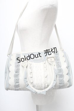 画像1: axes femme / 合皮配色フリルボストン  グレーｘサックス S-25-05-21-008-AX-BG-HR-ZS