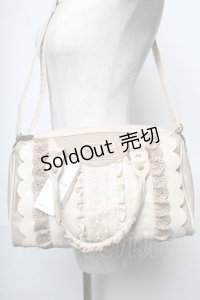 axes femme / 合皮配色フリルボストン  ベージュ S-25-05-21-011-AX-BG-HR-ZS