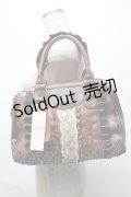 axes femme / 合皮配色フリルボストン  ブラウン S-25-05-21-003-AX-BG-HR-ZS