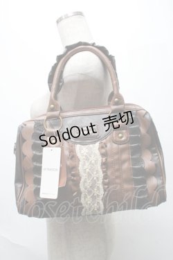 画像1: axes femme / 合皮配色フリルボストン  ブラウン S-25-05-21-003-AX-BG-HR-ZS