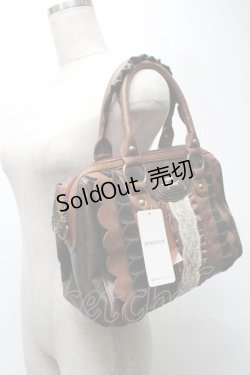画像2: axes femme / 合皮配色フリルボストン  ブラウン S-25-05-21-003-AX-BG-HR-ZS