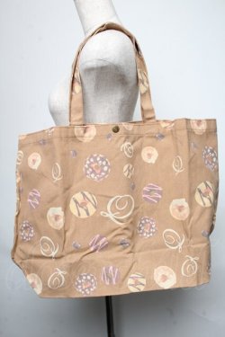 画像3: Q-pot. / ポケット付　コーヒー＆ドーナツ　ビッグトートバッグ  ブラウン S-25-05-21-024-QP-BG-AS-ZS