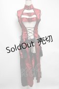 Qutie Frash / ベルトロングベスト  黒ｘ赤 S-25-05-22-1046-QU-TO-HR-ZS