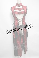 Qutie Frash / ベルトロングベスト  黒ｘ赤 S-25-05-22-1046-QU-TO-HR-ZS