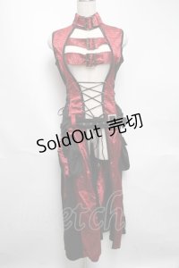 Qutie Frash / ベルトロングベスト  黒ｘ赤 S-25-05-22-1046-QU-TO-HR-ZS