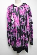 NieR Clothing / 転写パーカー  黒ｘピンク S-25-05-22-1048-PU-TO-AS-ZS