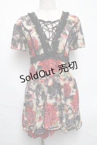 Ozz oneste / 和柄チュニック  赤 S-25-05-22-1050-OO-TO-HR-ZS