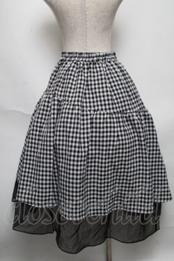 画像2: axes femme POETIQUE / ギンガムチェックイレヘムSK  黒ｘ白 S-25-05-22-1057-AX-SK-AS-ZS